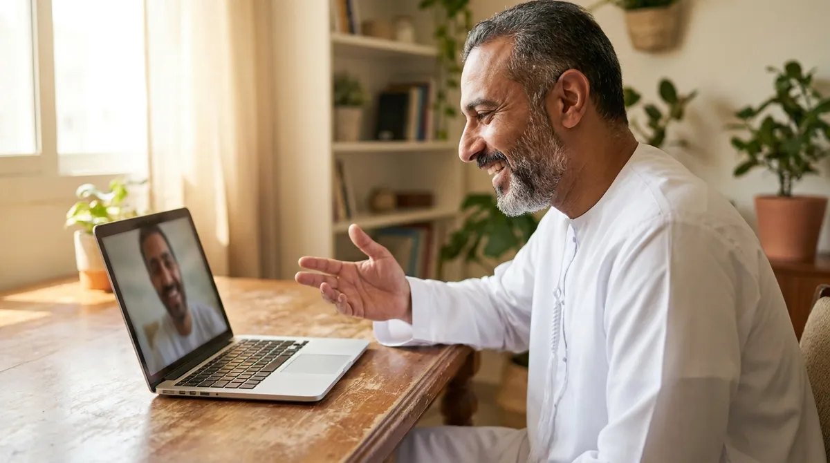 مكالمة فيديو على اللابتوب للمساعدة في التركيب