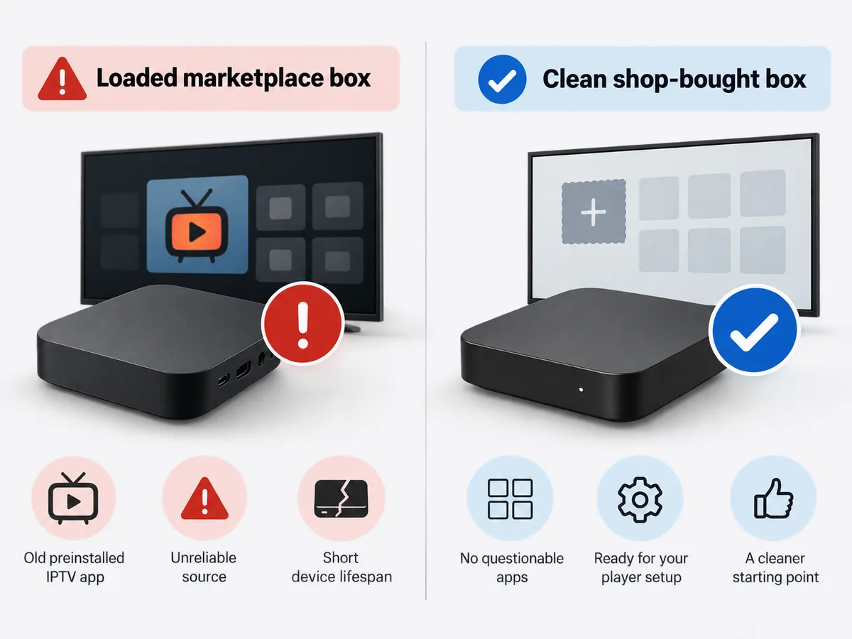 Three blank decision cards are arranged around one central viewing setup.