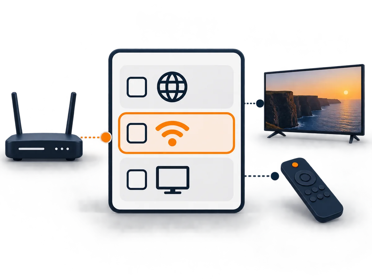 A router, connection path and television show the links that affect streaming stability.