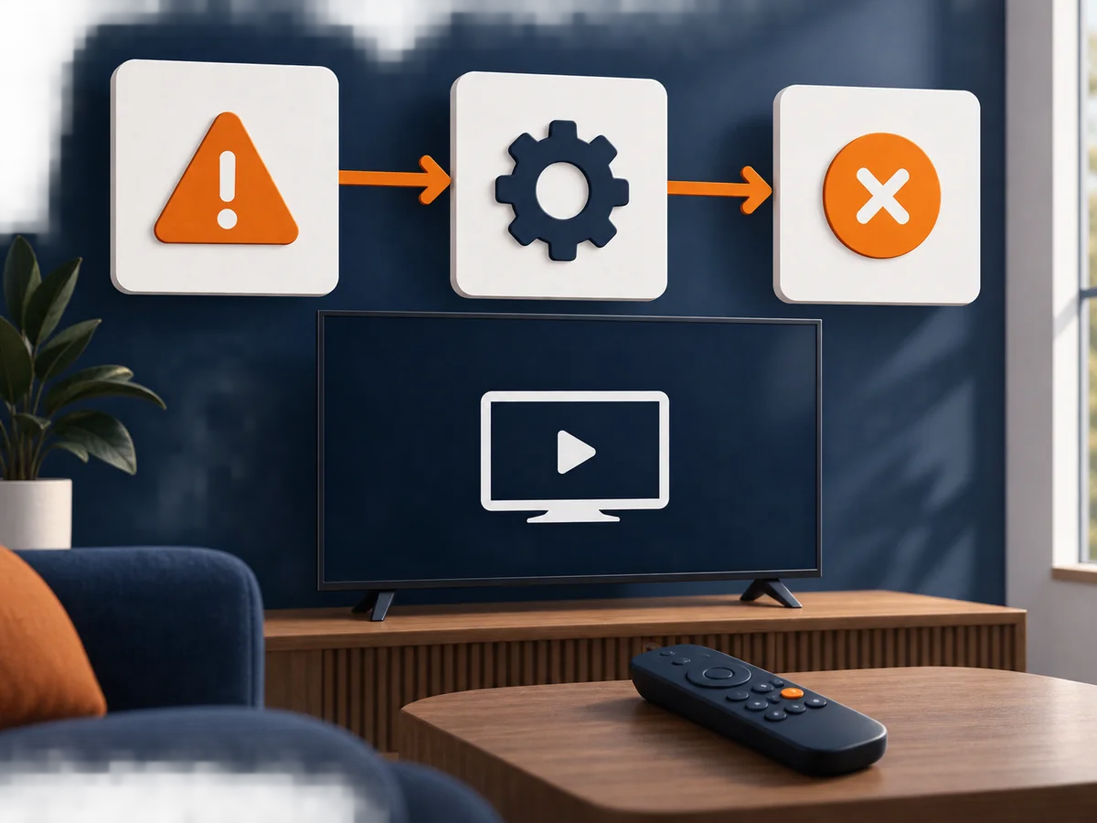 Three blank decision cards are arranged around one central viewing setup.