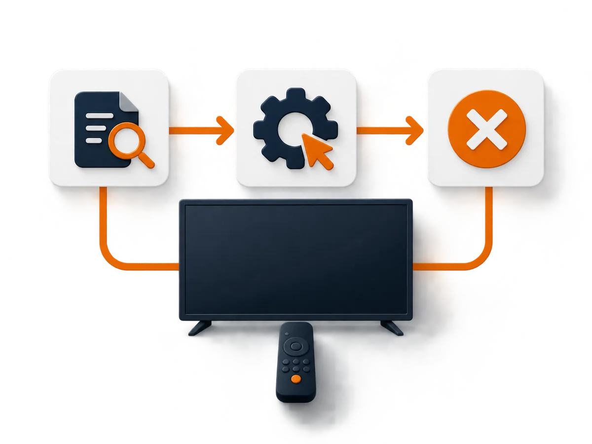 Three blank decision cards are arranged around one central viewing setup.