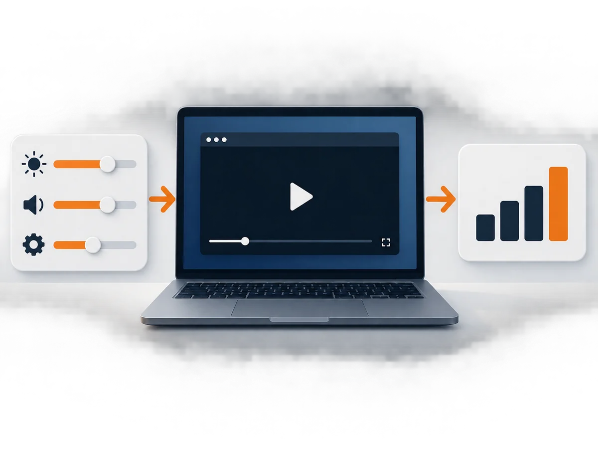 Three blank decision cards are arranged around one central viewing setup.