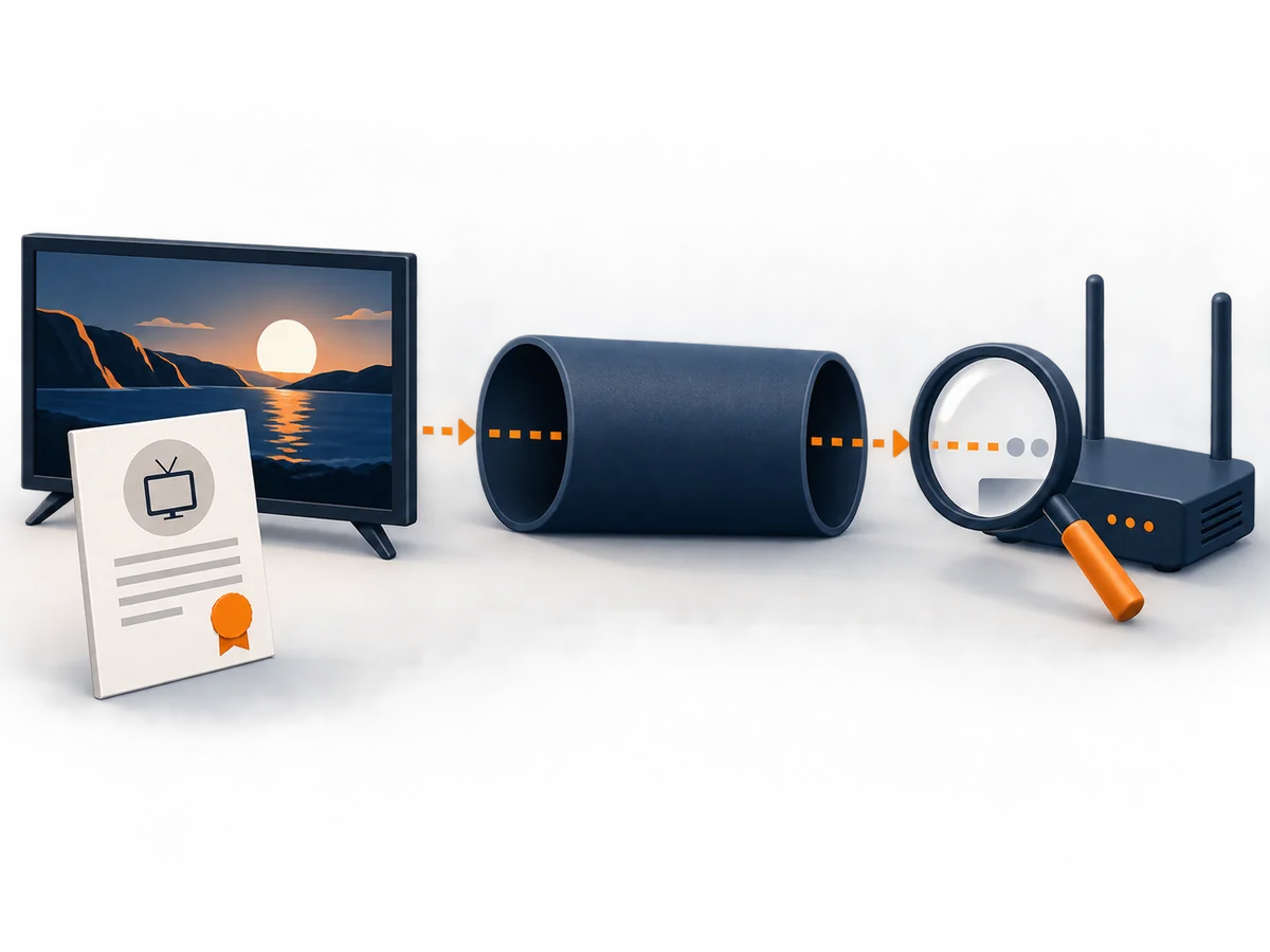 A router-to-screen route passes through a separate privacy tunnel element.