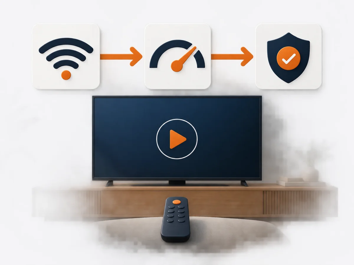 Three blank decision cards are arranged around one central viewing setup.