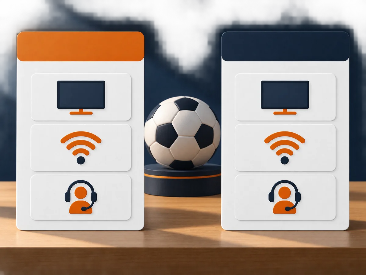 Two blank option cards share the same device, connection and support comparison markers.