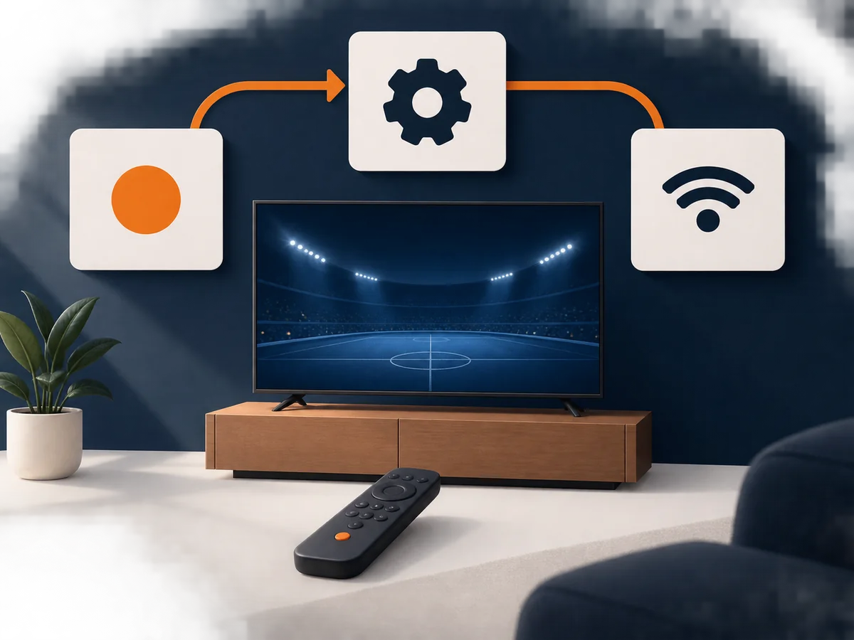 Three blank decision cards are arranged around one central viewing setup.