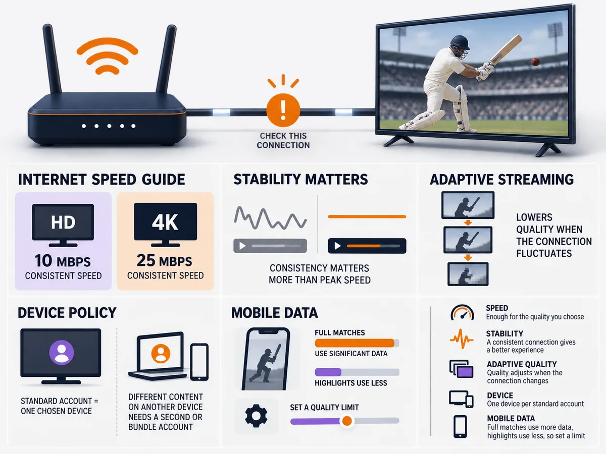 A router, connection path and television show the links that affect streaming stability.