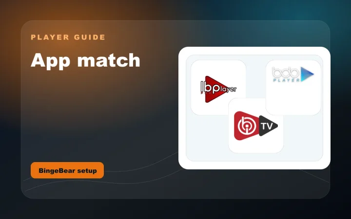 IBO Player Pro, IBO Player and BOB Player app logos for BingeBear setup