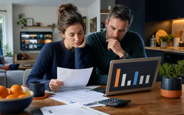 Irish couple comparing a high telly bill with cheaper IPTV options at home