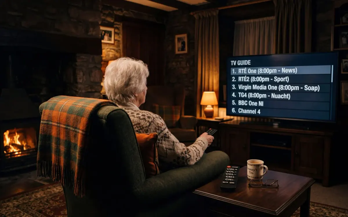 Irish IPTV guide image for Telly that elderly parents can actually use