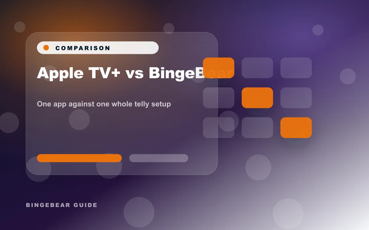 Apple TV+ vs BingeBear for Apple TV+ versus BingeBear. What each gives you.