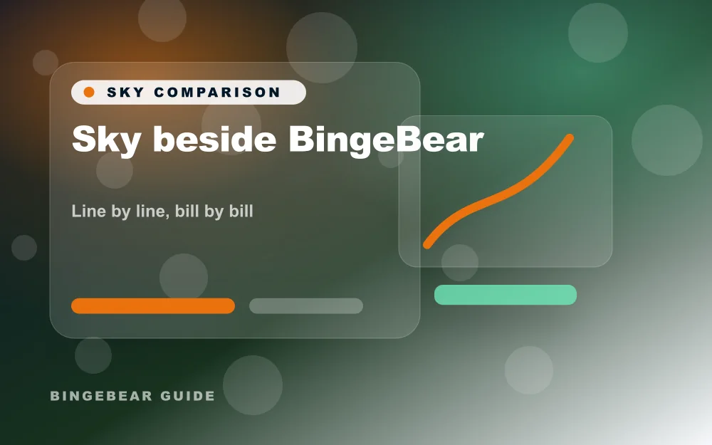 Sky next to BingeBear, line for line