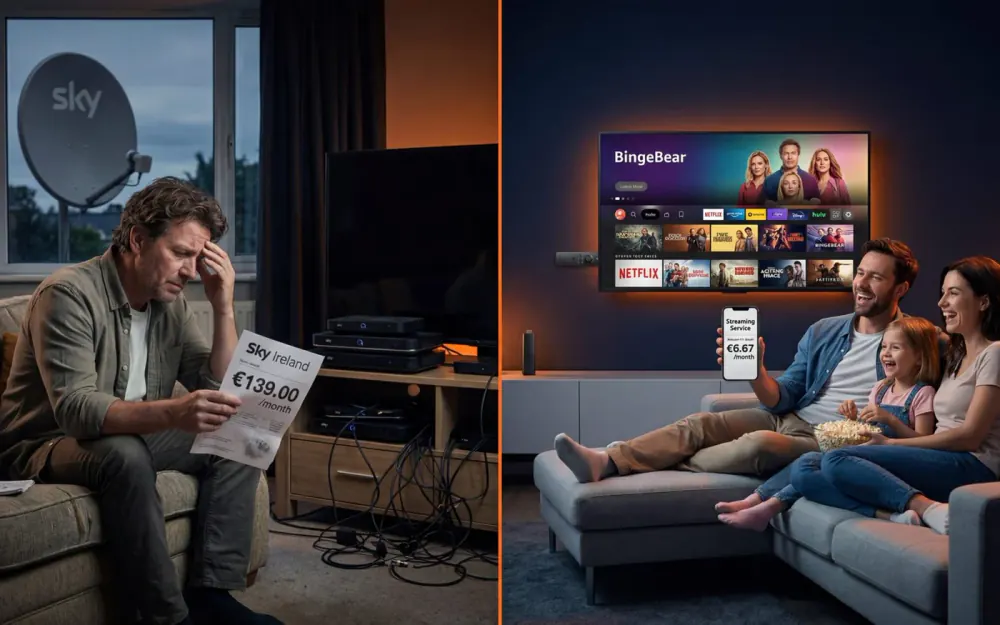 Comparer le coût de Sky Ireland et de BingeBear avant de changer de service en 2026