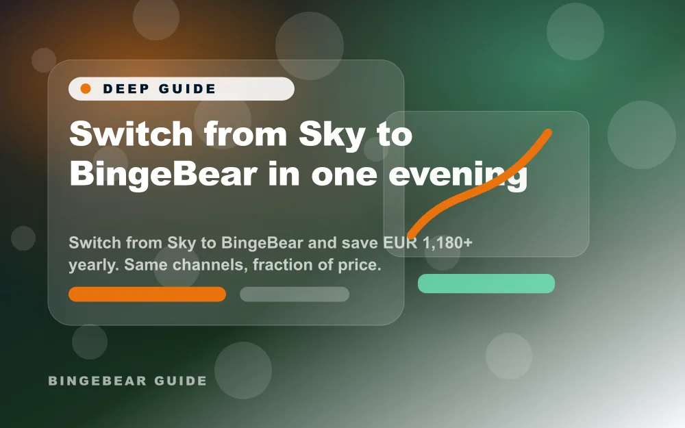 Passez de Sky à BingeBear en une soirée - Passez de Sky à BingeBear et économisez jusqu’à 950 € sur 10 mois. Les mêmes chaînes pour une fraction du prix. Installation en 5 minutes