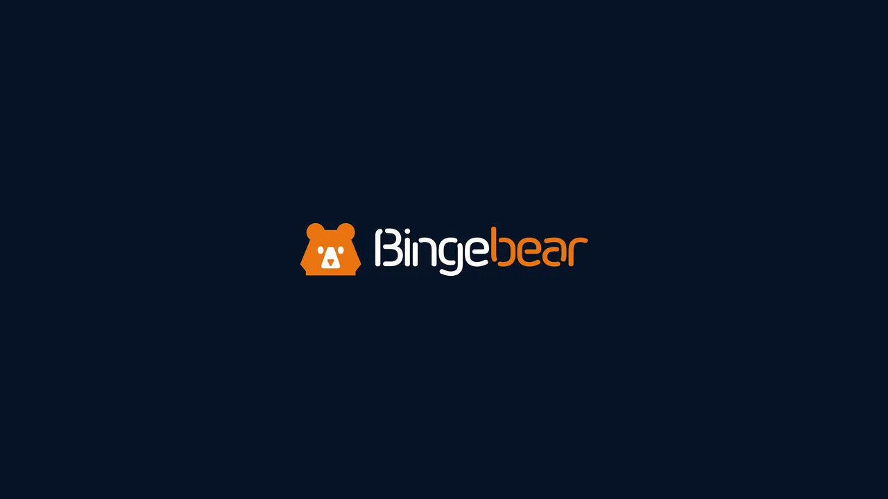 BingeBear logo on a navy brand card