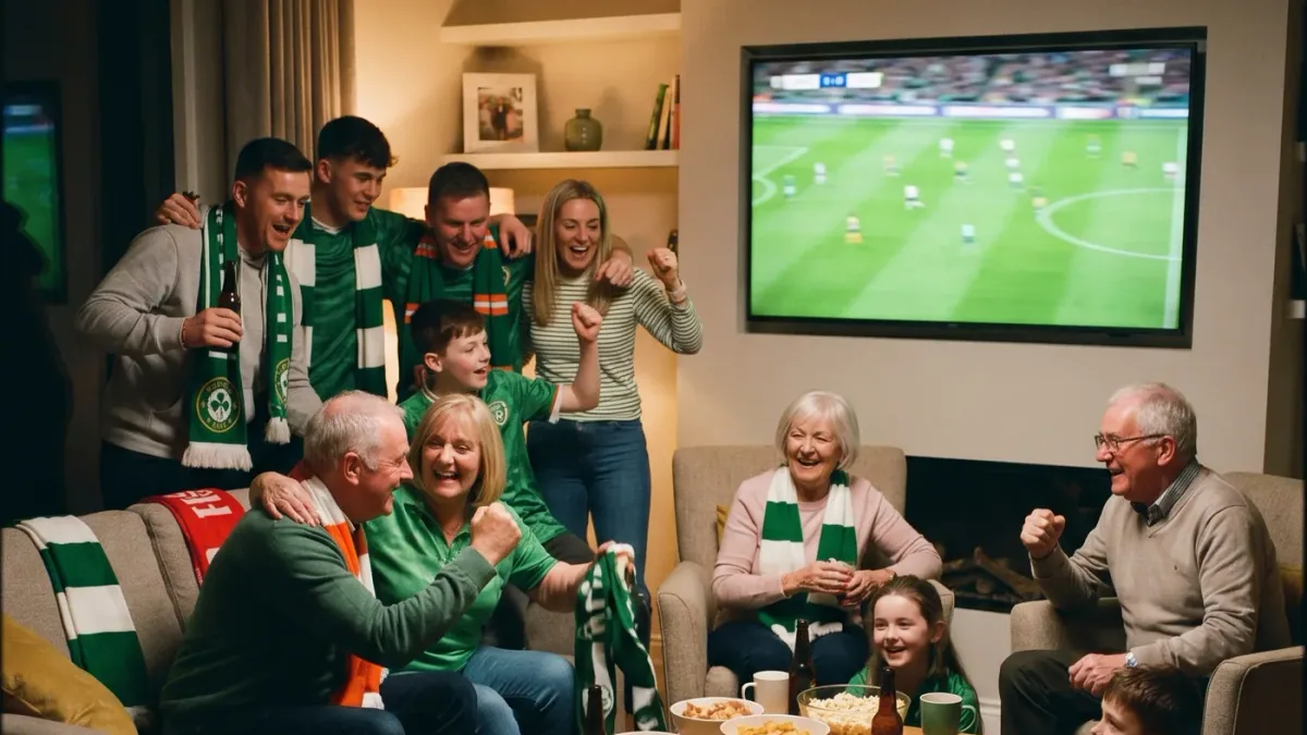 A family watching the football together at home
