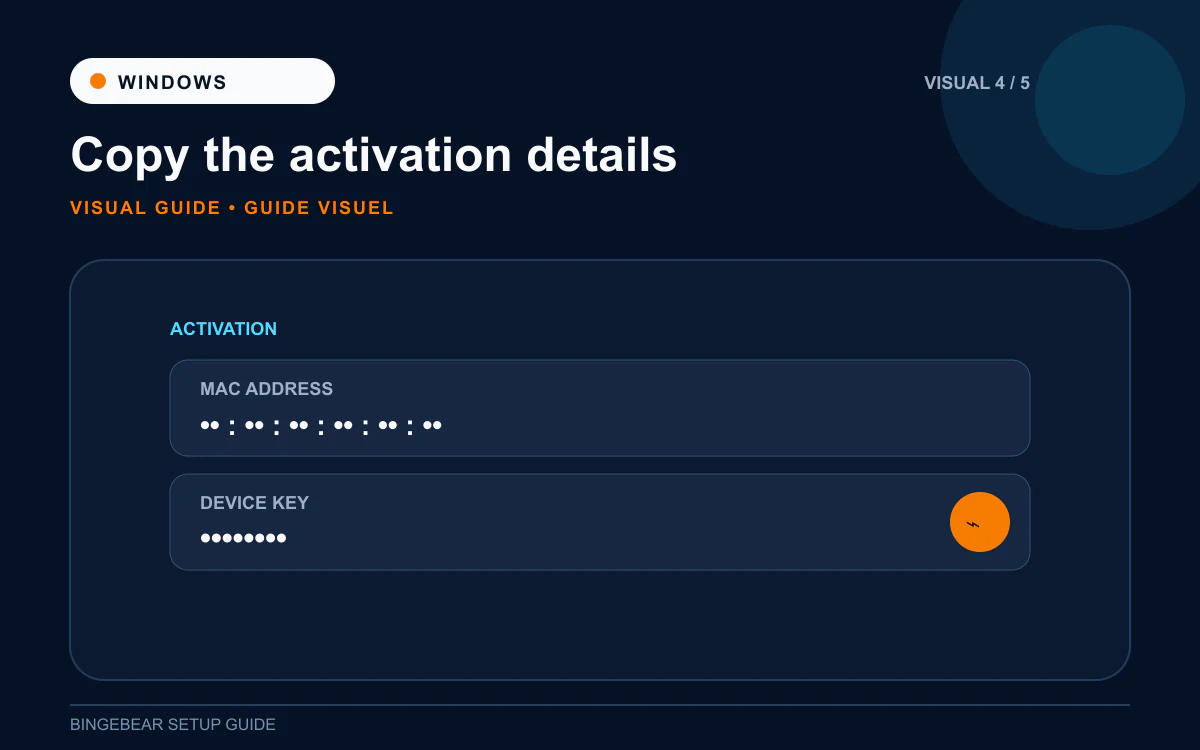 IBO Player first launch on Windows showing MAC address and Device Key