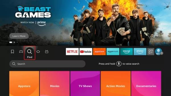 Click Find - home screen 