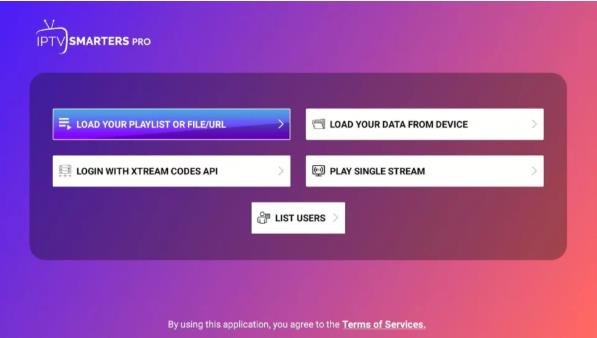 IPTV Smarters Pro home screen.