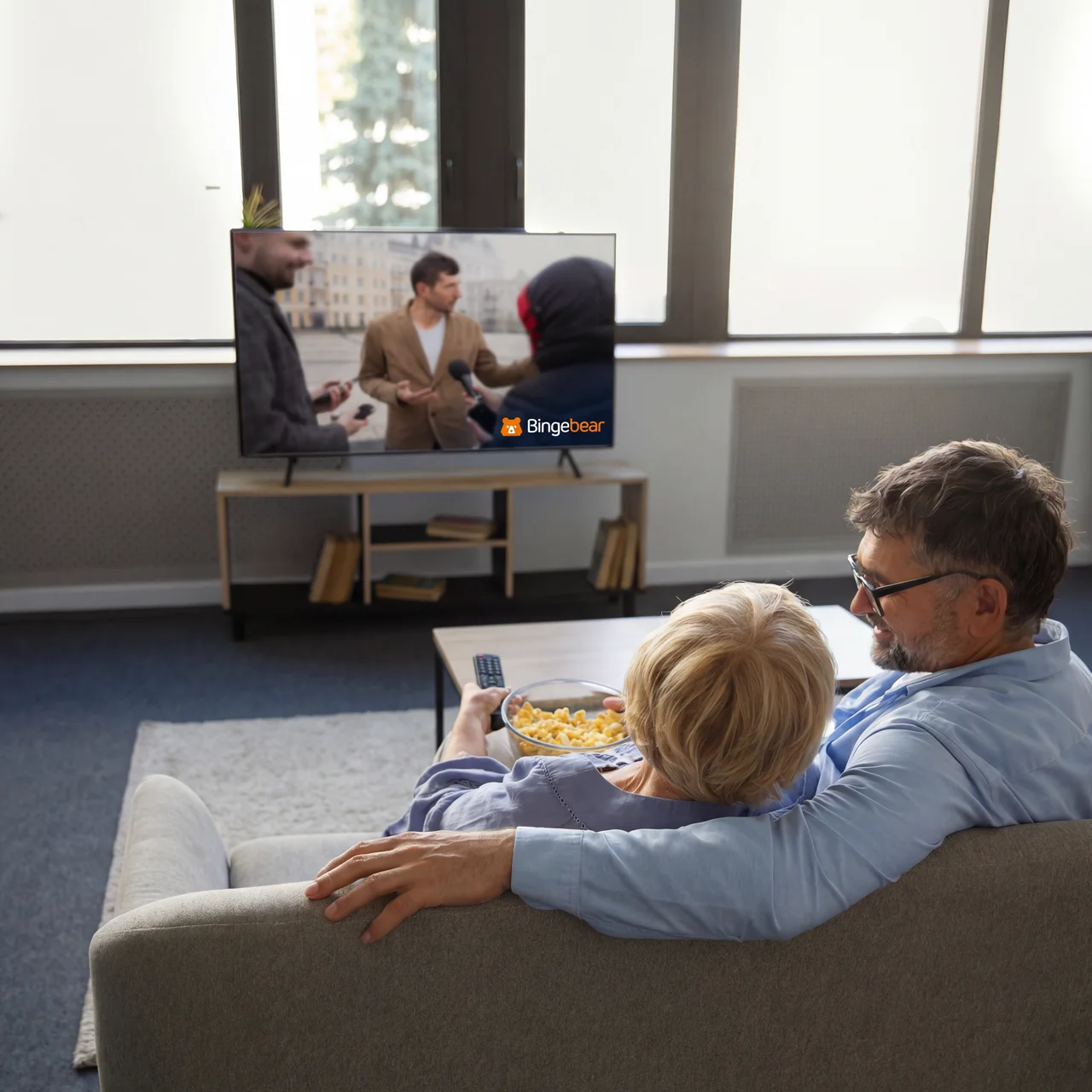 family watching IPTV on their telly with BingeBear Ireland